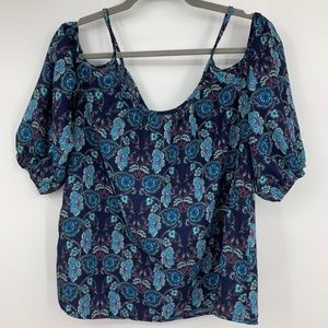 Womens Blouse small cold shoulder floral flowers